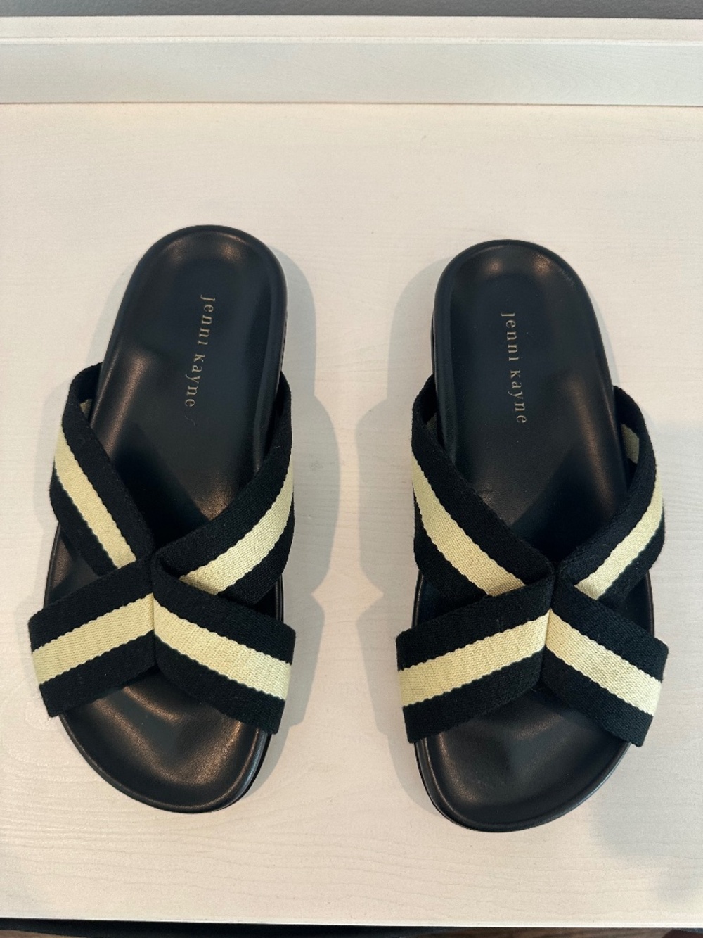 Jenni Kayne Sandals Black Cream Stripe EU 38